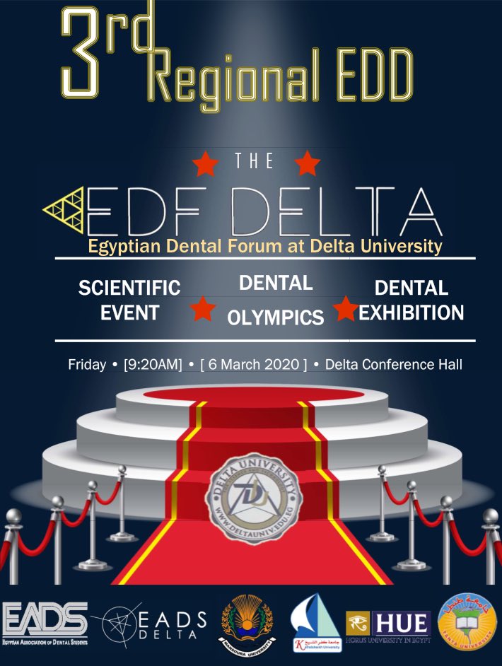 Eads_Delta's tweet photo. 3rd Regional EDD 
Egyptian Dental Forum - Delta university 😎 
المكان : قاعة المؤتمرات- بجامعة الدلتا ⚡️✨
الموعد : يوم الجمعة - ٦ مارس ٢٠٢٠ - ٩:٣٠ صباحًا 
الحضور : مجانًا 😎
"يتبع التفاصيل بالاسفل" https://t.co/B4fYHbVaZT