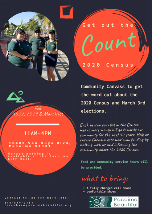 PB__Community's tweet photo. *Reminder*
This weekend come help us get the word out about the Census and the upcoming March 3rd elections. Everyone counted in the 2020 Census means more funding for the next 10 years!
For more info, questions or inquiries feel free to DM us.
#keeppacoimabeautiful #2020census https://t.co/TMSDmI10Lc