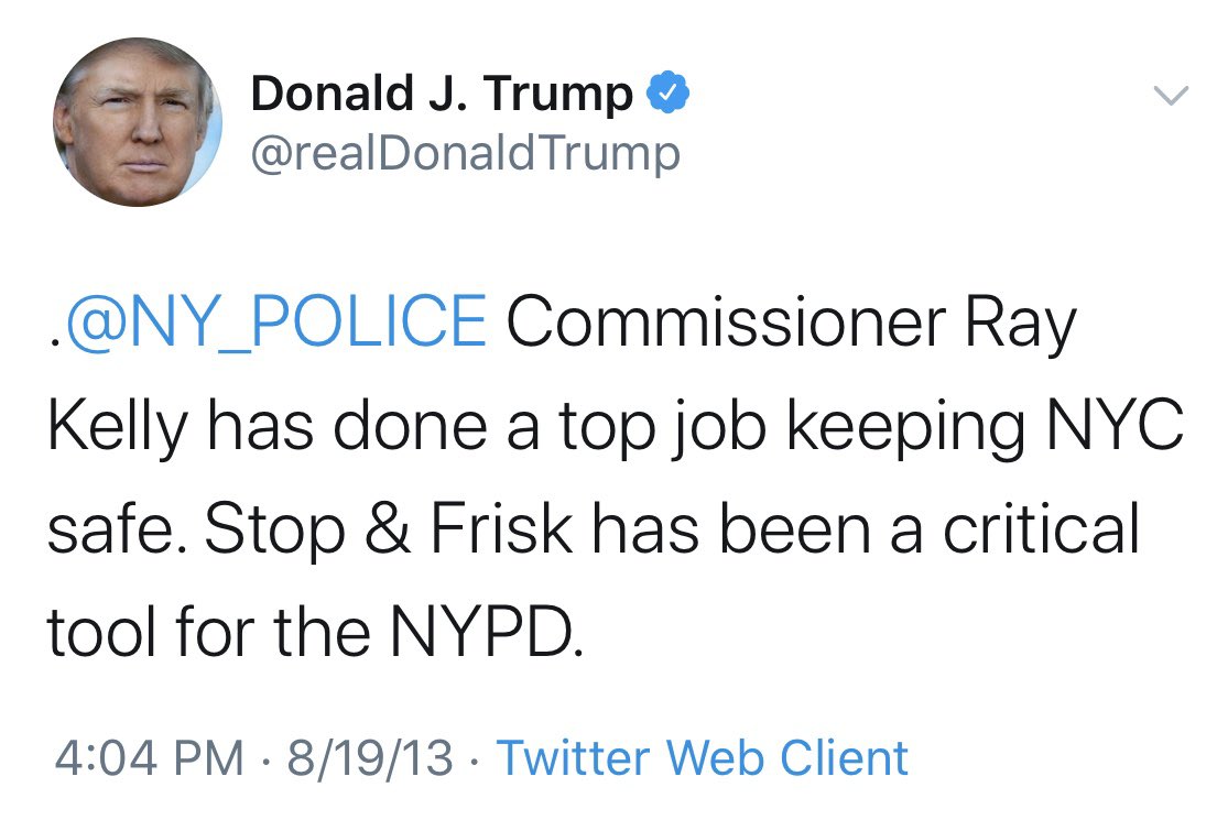 justinamash's tweet photo. What has Donald Trump said about the unconstitutional and racist practice of stop and frisk?

Let’s go to the replay… https://t.co/1fGuckI9Ly