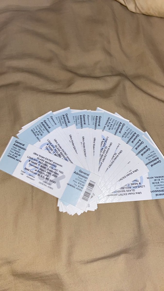 tickets on hand, socks on feet.
ee