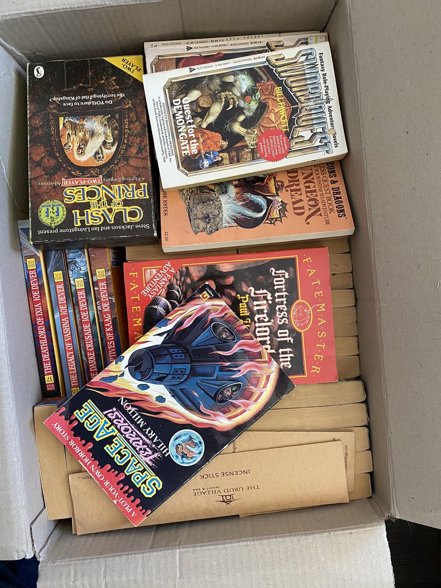 GameBookJourney's tweet photo. Unpacking storage boxes.....#gamebooks #LoneWolf #SwordQuest #FateMaster #ClashOfThePrinces #DungeonsAndDragons https://t.co/BdKwyWkqav