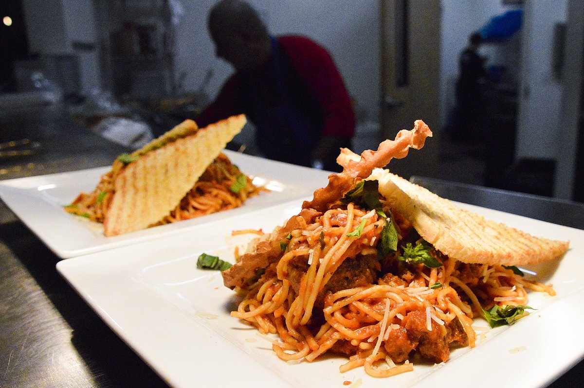 TheAlleySantaFe's tweet photo. Spaghetti &amp; Bison Meatball special from Chef Ever Paz, El Sabor at The Alley. #yum #elsabor https://t.co/u8f9gbZ0QX