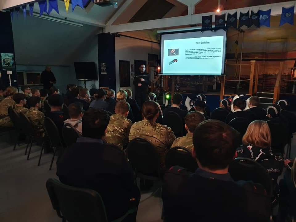 Thanks to @npsouthtyneside for giving us an insight into Knife Crime, Stranger Danger and Safety this evening! #staysafe #northumbriapolice #safetyawareness #SeaCadetsUK #southshields315