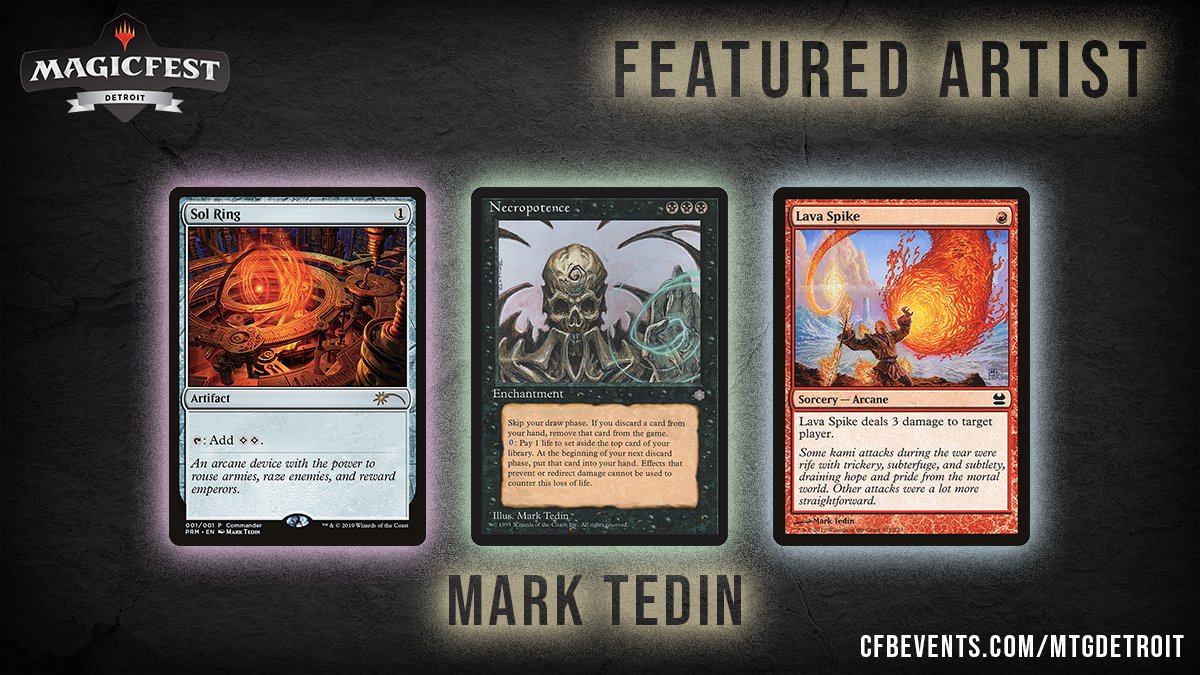 Featured artist for #MTGDetroit: Mark Tedin! Join us March 13-15 at https://t.co/y2gdx9EMh5 to get your cards signed, buy some prints, and meet the artists behind some of your favorite Magic cards! Featured artist for #MTGDetroit: Mark Tedin! Join us March 13-15 at https://t.co/y2gdx9EMh5 to get your cards signed, buy some prints, and meet the artists behind some of your favorite Magic cards!