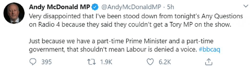 skwawkbox's tweet photo. BBC reacts to Tory boycott of R4 – by banning Labour https://t.co/OYuBqg8Dm4 https://t.co/50uUYYGgrv