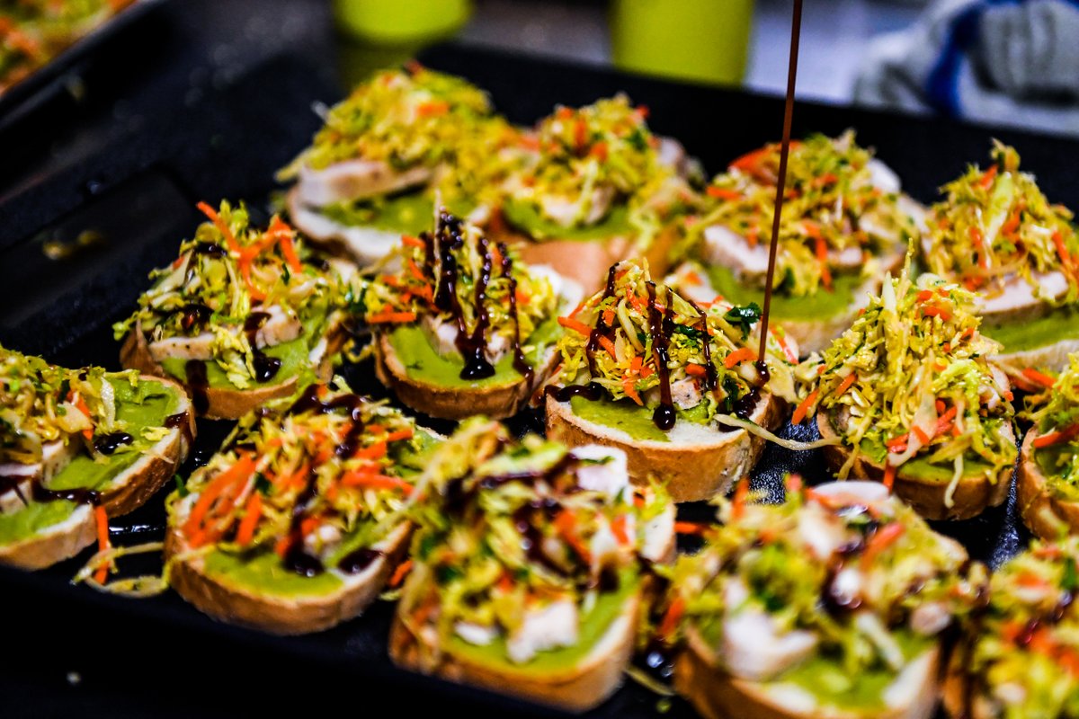 Shawnigan's tweet photo. Over 1000 pieces of albacore tuna and avocado toast with a sesame glaze was served at lunch on Friday. We are so grateful for yet another amazing meal by our kitchen team. #shawnigan #eatlocal #caisboarding https://t.co/wGXpKx31qG