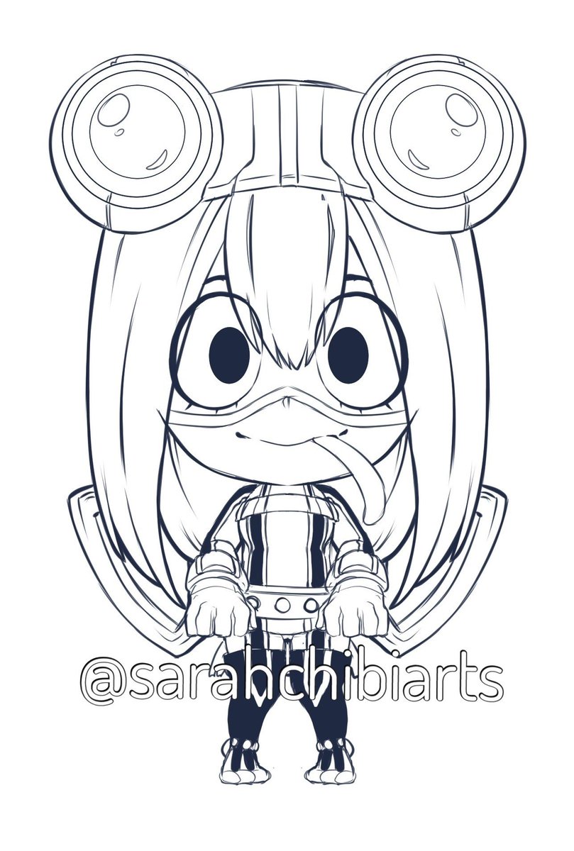 Sarah Chibi Arts Tsuyu Chibi Based On The Nendo Is Also On The Way Tsuyu Bnha Mha Bokuhero Anime Manga Sketch Chibi