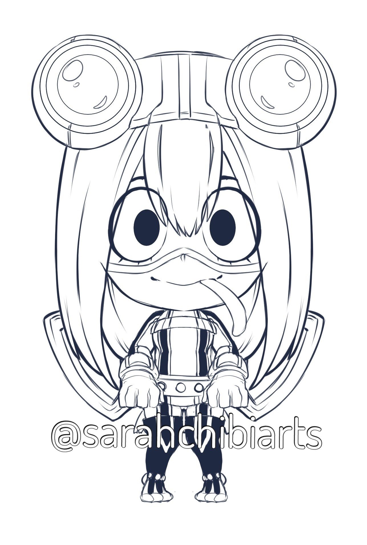 Sarah Chibi Arts Tsuyu Chibi Based On The Nendo Is Also On The Way Tsuyu Bnha Mha Bokuhero Anime Manga Sketch Chibi