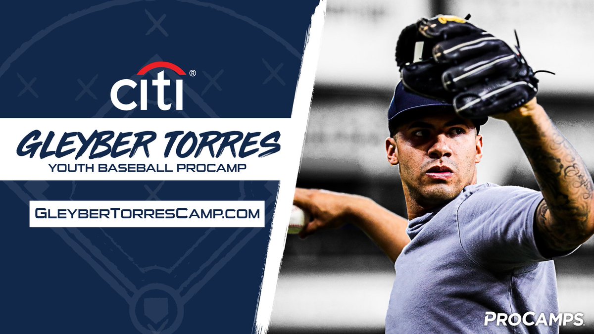 Excited to announce the first ever Gleyber Torres Youth @ProCamps on July 9th ⚾️. I will share my story and teach kids the fundamentals of the game. Open to boys and girls of all skill levels. Register now: GleyberTorresCamp.com #CloserToPro