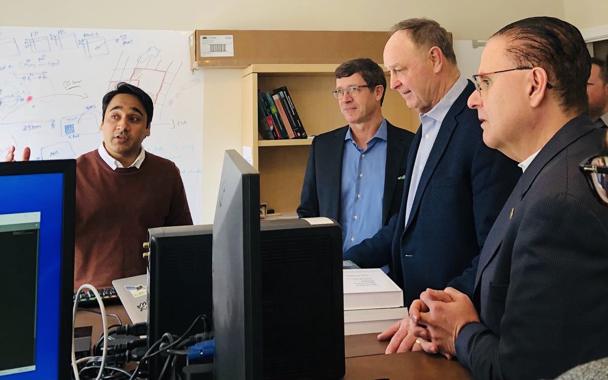 RudyCuzzetto's tweet photo. The Hon. @JYakabuskiMPP, Minister of @ONresources, and I enjoyed a very informative meeting at @SkyForest_FRMG in #PortCredit. Many thanks to CEO Phil Green and his staff for the tour, and the demonstration of innovative #SkyForest technology. #MississaugaLakeshore #ForThePeople https://t.co/2zQSHFFBr9