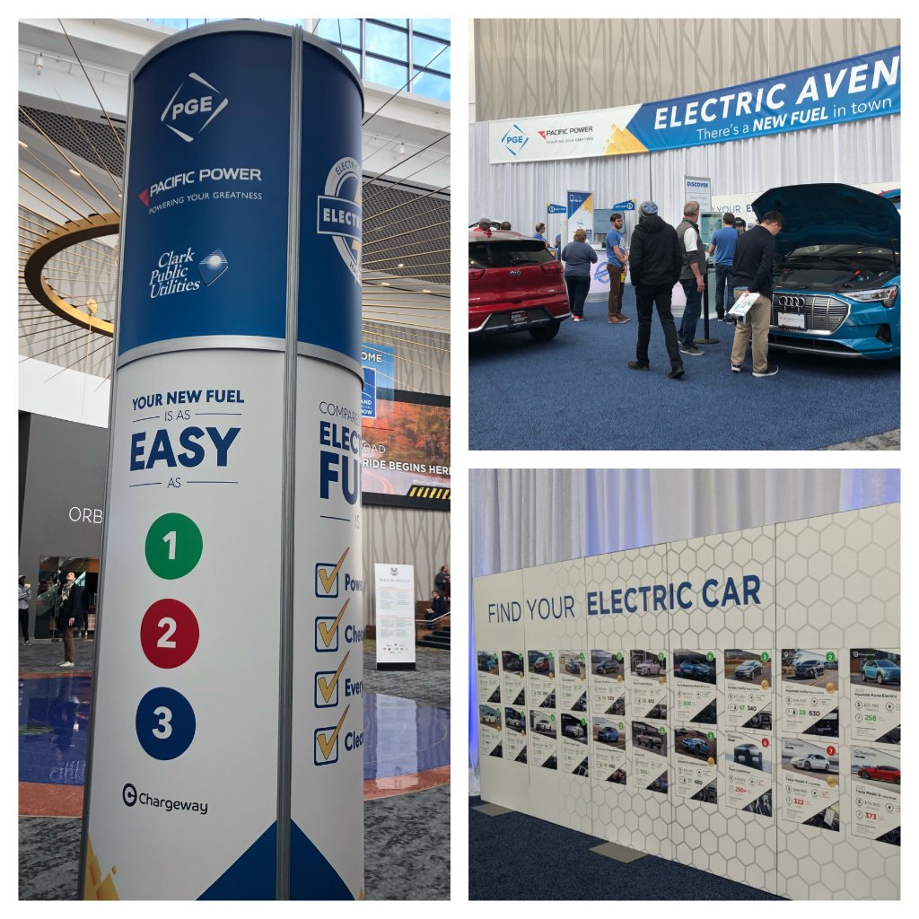 portlandgeneral's tweet photo. Thank you Portland International Auto show for the opportunity to highlight electric fuel, and how it is cleaner, more powerful, less expensive and available everywhere. Electric transportation is the future, (1/3) https://t.co/gUbSihhVnf