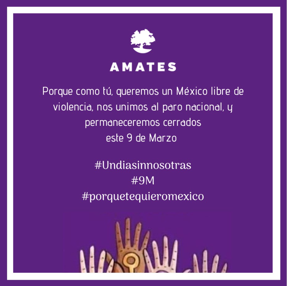 AmatesDeco's tweet photo. Este 9 de Marzo nos unimos al paro nacional de mujeres “Un día sin nosotras” como un ejercicio de concientización y denuncia por la insostenible situación de violencia de la que son presas millones de mujeres en este país.
#9M #undiasinnosotras #porquemeimportasmexico https://t.co/6oAAyaKU1Z