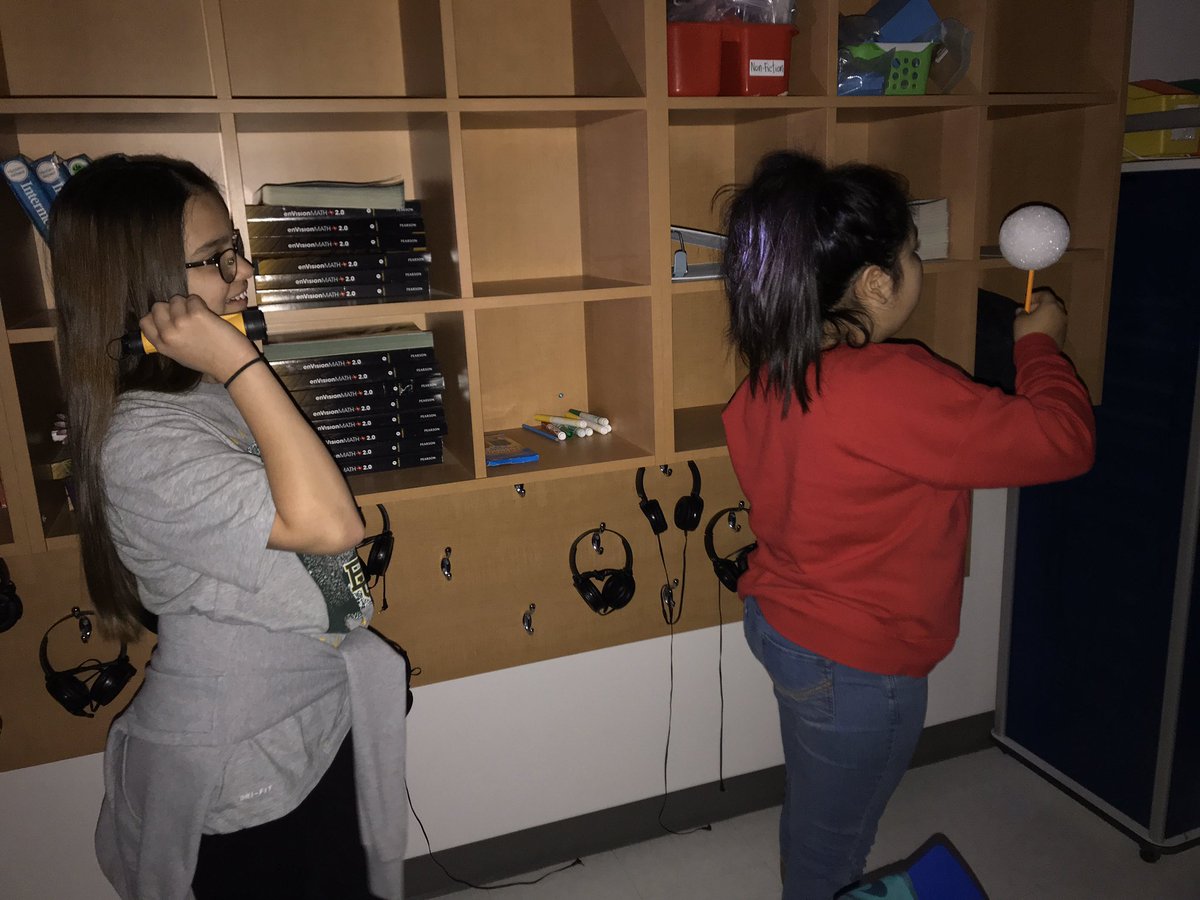 Want a hands-on activity to show the phases of the moon?! Use styrofoam balls &amp; flashlights! All the moon phases will appear as you shine the light on the ball &amp; rotate. Students chose their partners and which role they wanted to play first! #risdmvps #RobinsonISD <a href="/RISgreatness/">RISD Intermediate</a>