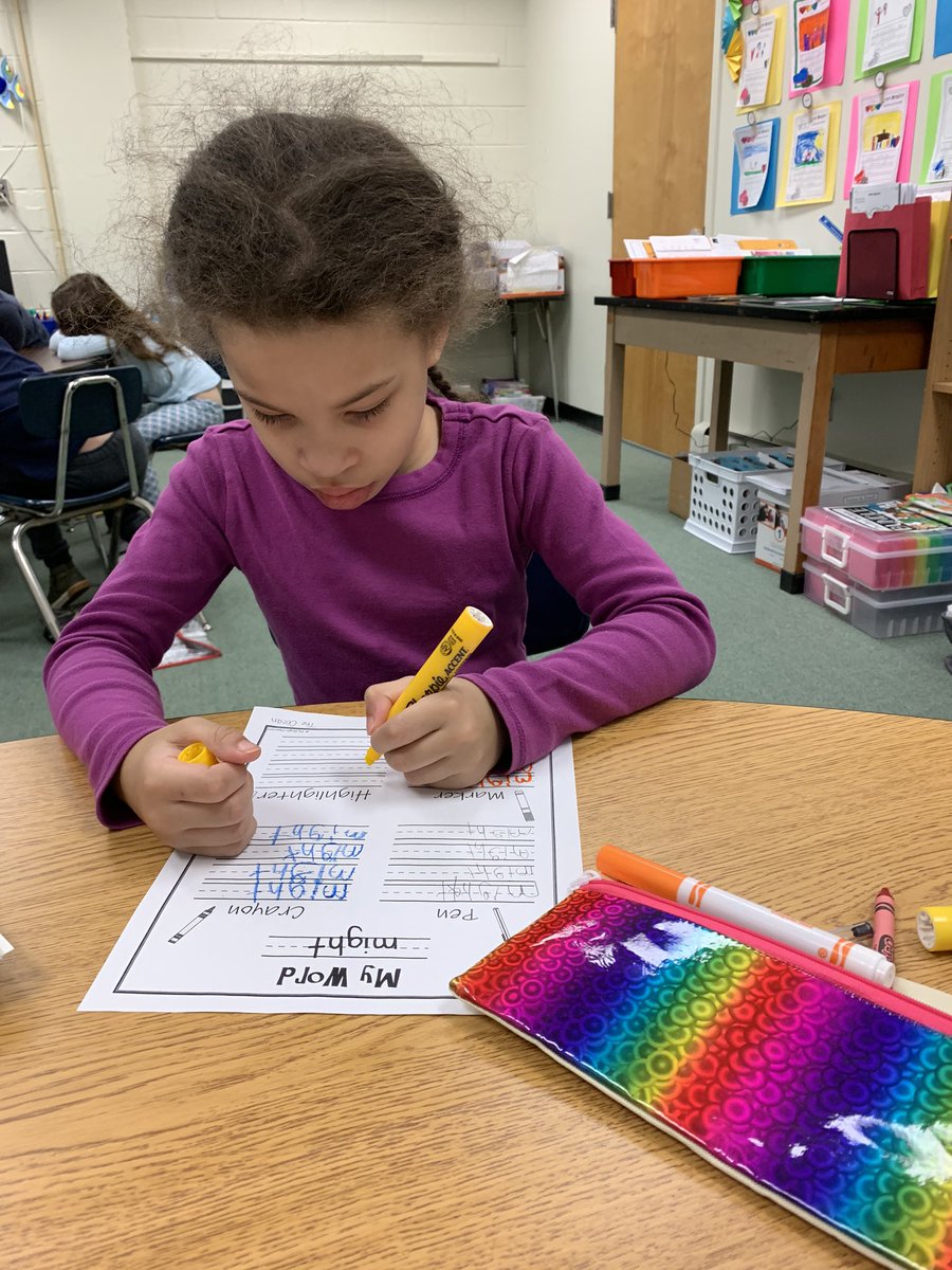 We wrote the word ‘might’, an unfamiliar word form our text, several times. This helped us to practice recognizing its letters as well as to learn how to say it!