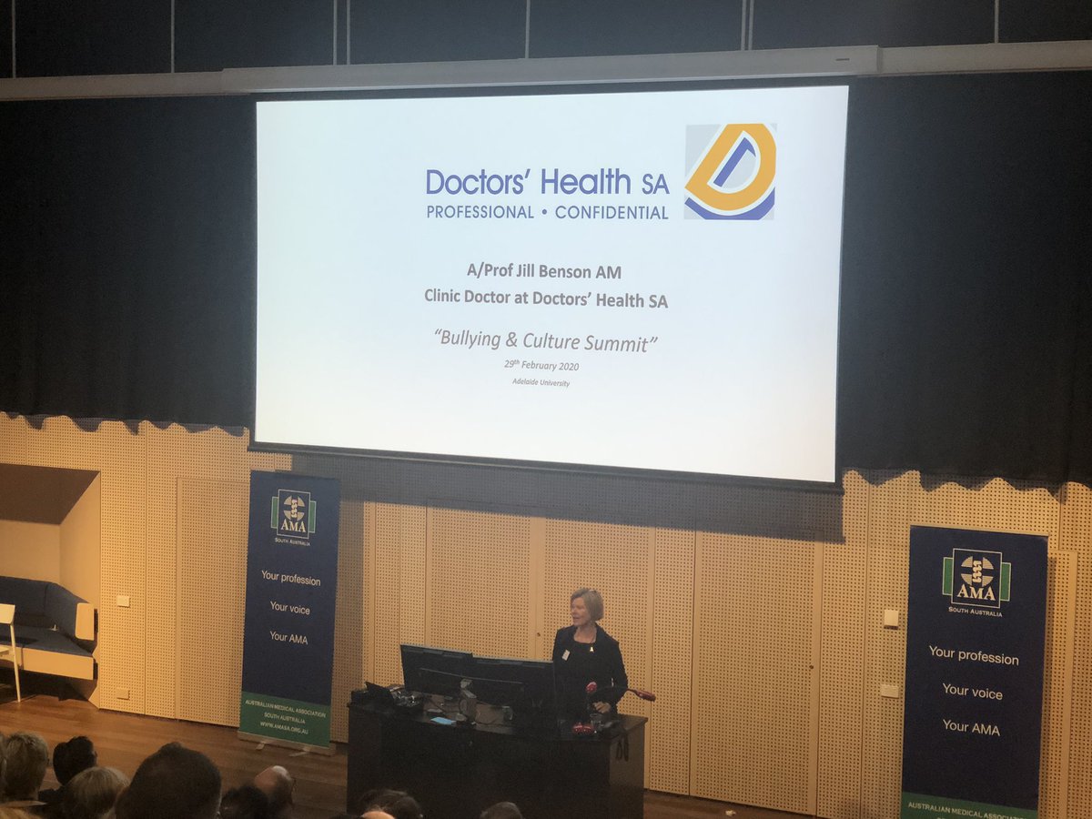 PennyNeed's tweet image. Assoc Prof Jill Benson presenting at the AMA(SA) Bullying and Culture Summit on strategies to improve culture in health. We need to keep our doctors healthy to be able to provide quality care. #stopbullyinginhealth