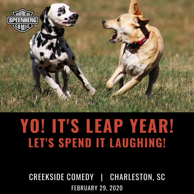 Speenberg's tweet photo. Let’s laugh Charleston!  I’ll be at @creeksidecomedy!
#Speenberg  #TheBigWheelBrigade #funny #comedy #followme #standupcomedy #holycitycomedy #laughswithspeenberg #MikeSpeenberg #standup #charleston #charlestonsouthcarolina #creeksidecomedy #leapyear #leapyearlaugh #leapyearshow https://t.co/Xdah9Dqtef