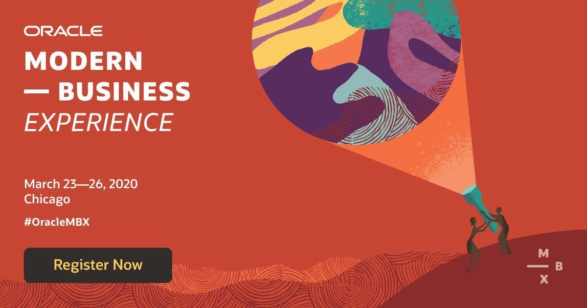SCBrain's tweet image. Oracle&apos;s Modern Supply Chain Experience will explore how analytics, IoT, blockchain and machine learning can create transparency, automate processes and support more flexible fulfillment. Take advantage of our discount code SupplyChainBrain2020: buff.ly/38K2N8y #OracleMBX