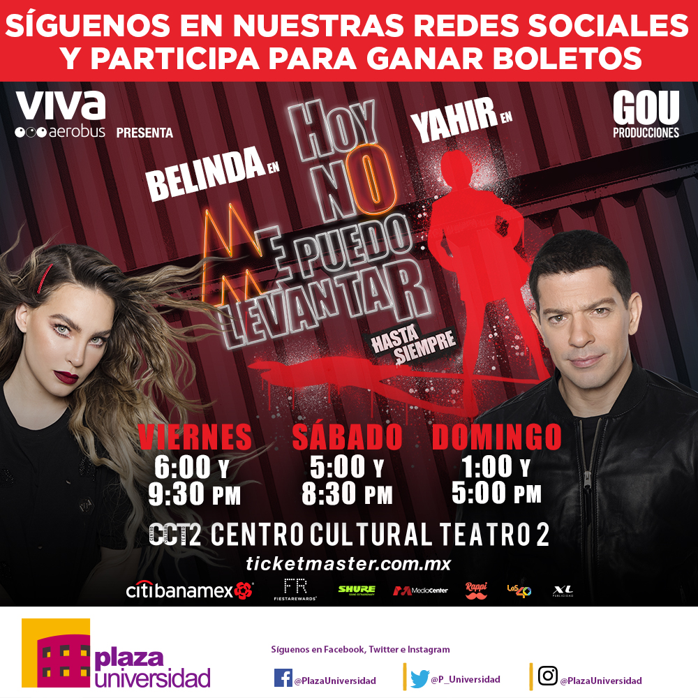 P_UNIVERSIDAD's tweet photo. ¿Ya viste HOY NO ME PUEDO LEVANTAR?
No dejes de verla los viernes, sábados y domingos en #centroculturalteatro2 https://t.co/qt0zcXNLv3