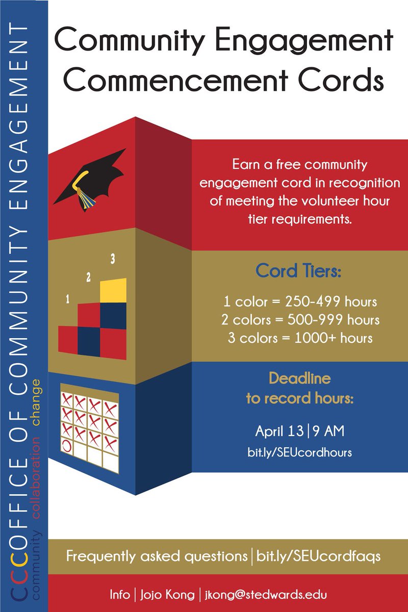 SEUServe's tweet photo. Graduating this semester? The deadline for class of 2020 to log all hours on Volunteer Connect is April 13 at 9am! Log your hours at https://t.co/QAQRQWTFn7 and visit https://t.co/FoQviQ5hbE for more info! https://t.co/jl3ZjxVtz0