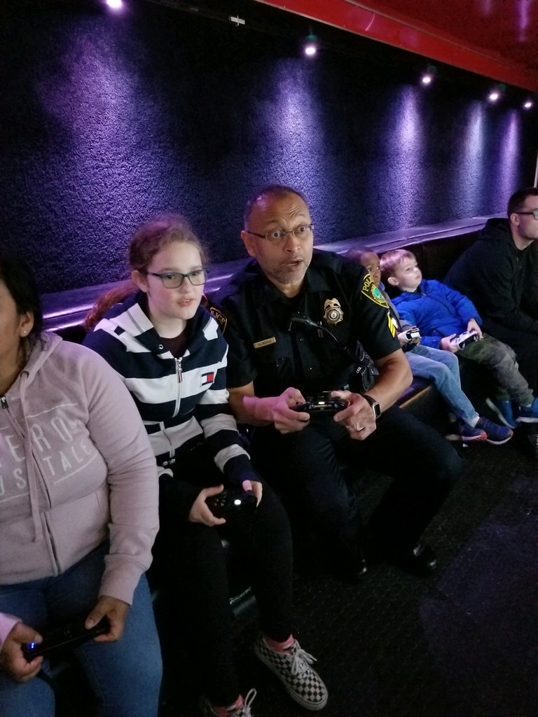 Sergeant Rajkumar is playing Rocket League at Jenkins Elementary School Family Game &amp; Movie Night.