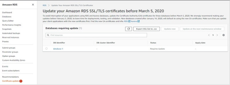 Amazon Web Services on Twitter: "Have you updated your RDS SSL/TLS CA  Certificates? Be sure to complete your updates by March 5th, based on your  feedback, RDS will neither stage nor update