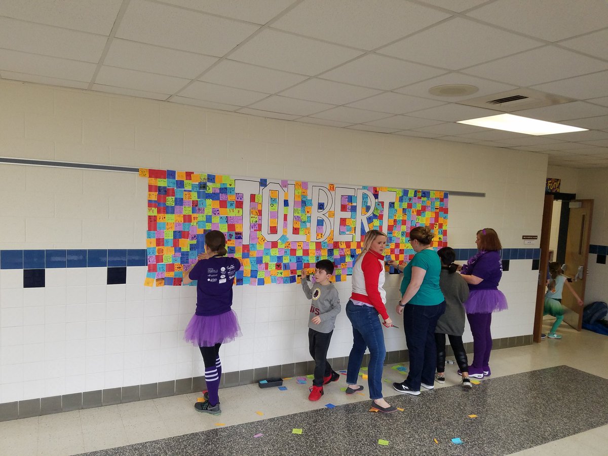 Look what we created during our house meeting today: every student created a post-it note then we turned it into a beautiful mural! <a href="/Tolbert_ES/">Tolbert Elementary</a> #tolbertbettertogether #tolbert20 #iloveourschool