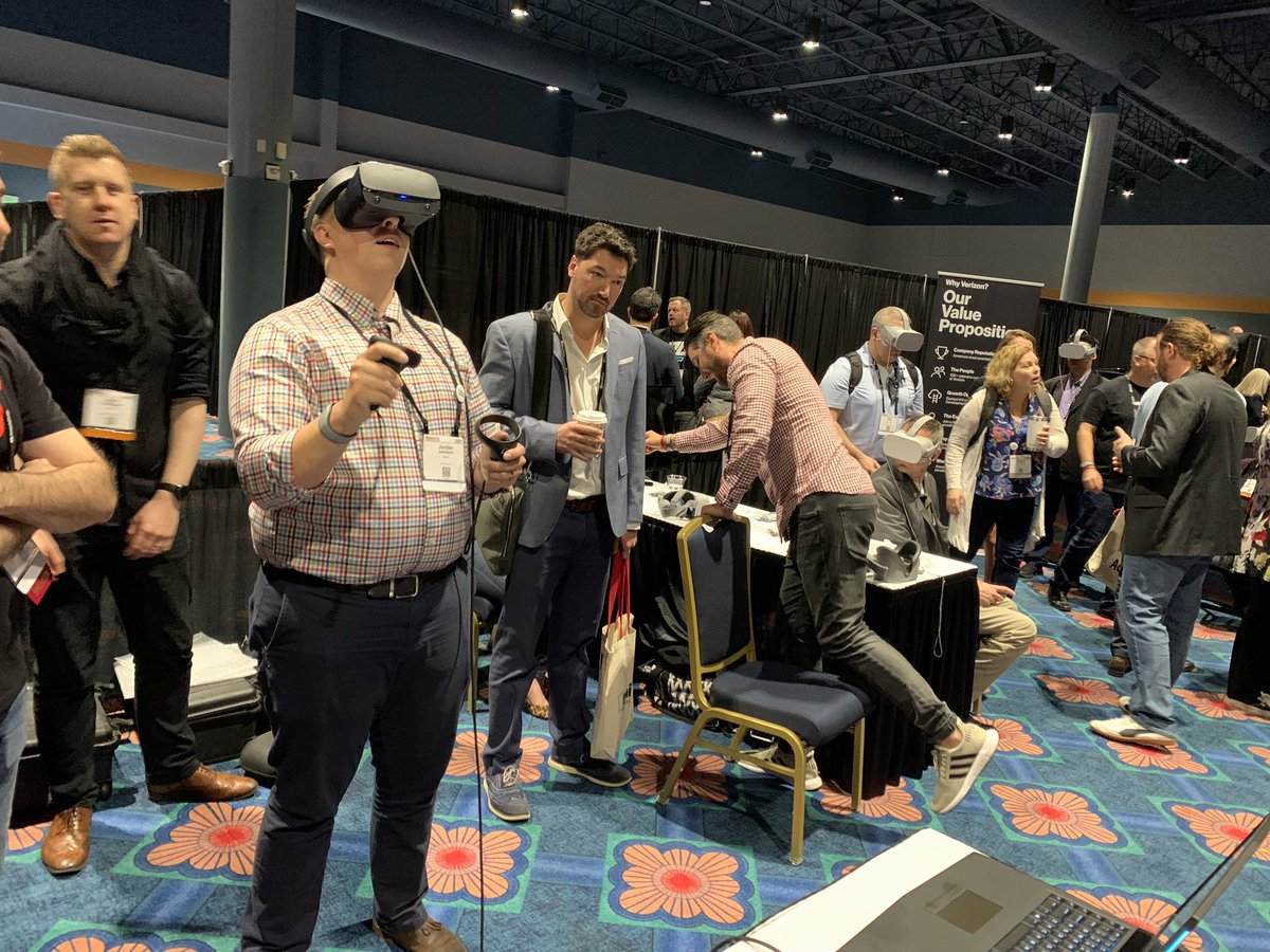 bcarlton727's tweet photo. I’m really impressed with what @verizon is doing with #VR training for employees. The immersive learning team was at @TrainingMagUS #Training2020 showing attendees their work. https://t.co/PYJimWneb5