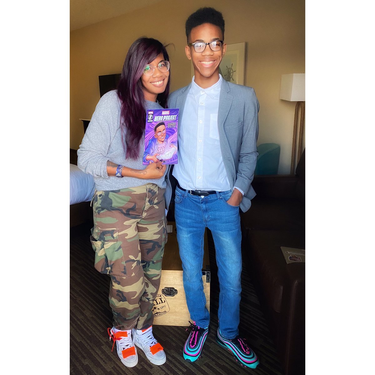 booksnbros's tweet image. Met Nic Stone today and gave her an autographed copy of the Spectacular Sidney! The comic of me as a @Marvel hero! ✊🏾💪🏾 @getnicced #HeroProject