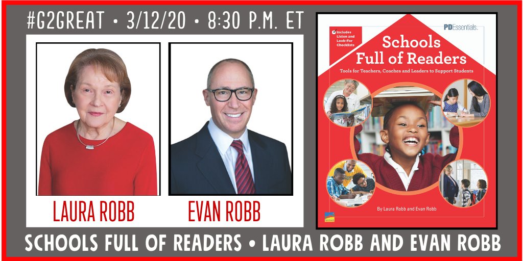 DrMaryHoward's tweet photo. You you like to see schools full of readers? #g2great would love to see that too. Pleases join guests Laura Robb &amp; Evan Robb as we learn how to make that lovely goal happen everywhere!

@LRobbTeacher
@ERobbPrincipal
@PDEssentialsBEC 
@franmcveigh
@hayhurst3
@vrkimmel 
@mrbgilson https://t.co/BDnOychVj3