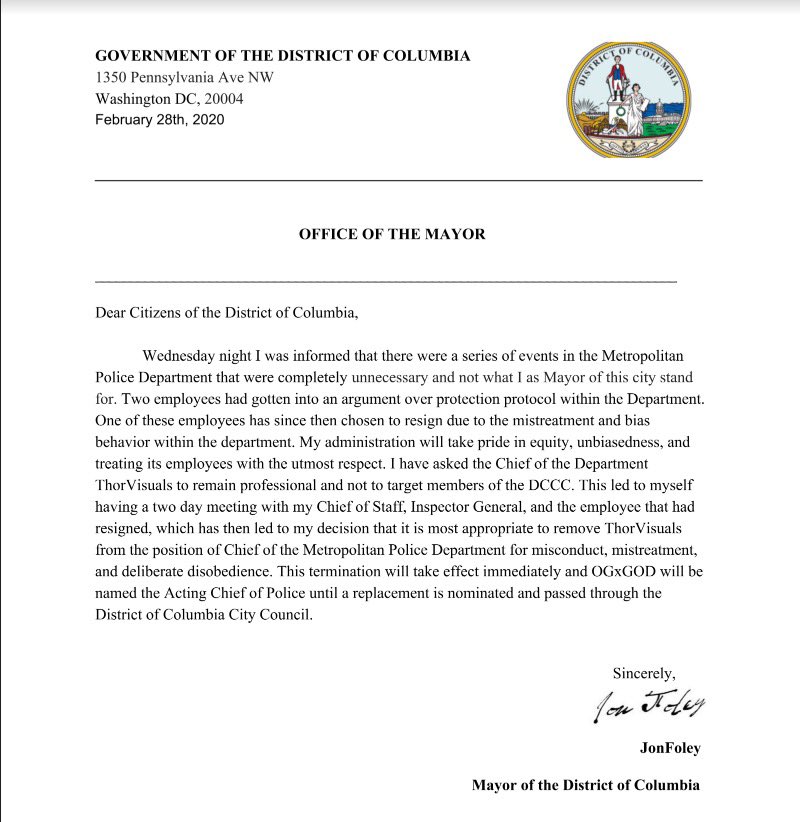 Statement from the Mayor.