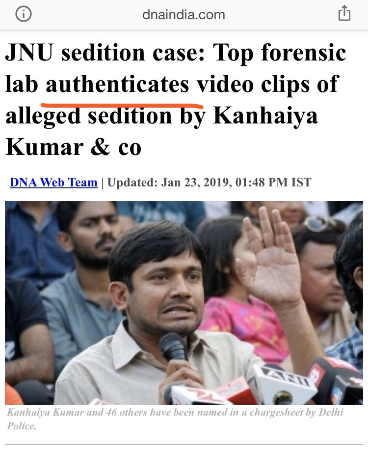 pokershash's tweet photo. Back in 2016, @rahulkanwal with so called “forensic experts” had checked Kanhaiya’s videos and had called them ‘doctored’. Zee News was heavily criticized after that. But those videos turned out to REAL. Rahul never apologised for his lie. https://t.co/k65fiCuOfI