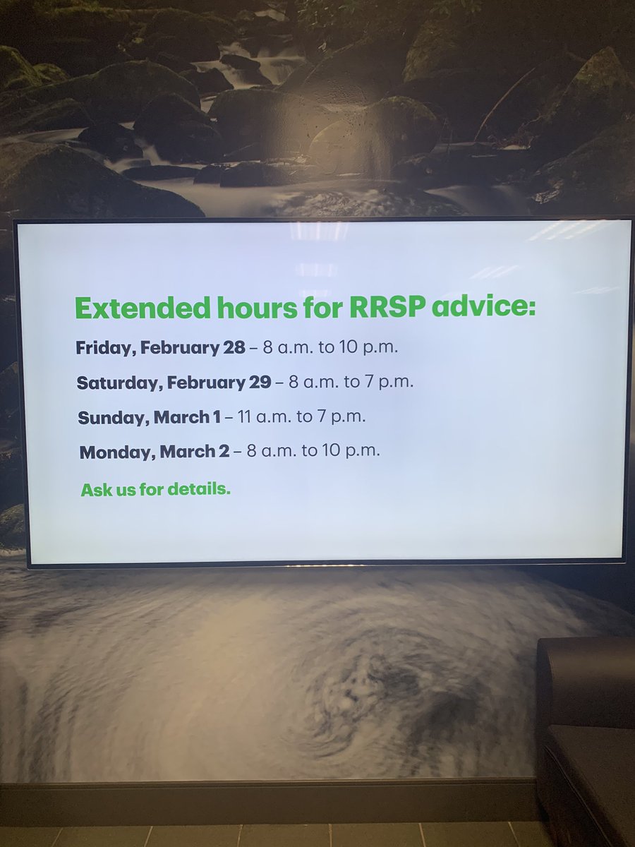 TD at Rockwood Mall - Branch 1741
Come on in and visit us during our RSP Extended Hours!!! <a href="/Faizal_Moledina/">Faizal Moledina</a> <a href="/vohra_rashmi/">Rashmi</a> @AIacobelli_TD <a href="/KathyGennaro_TD/">Kathy Gennaro</a> @AndrewP_TD