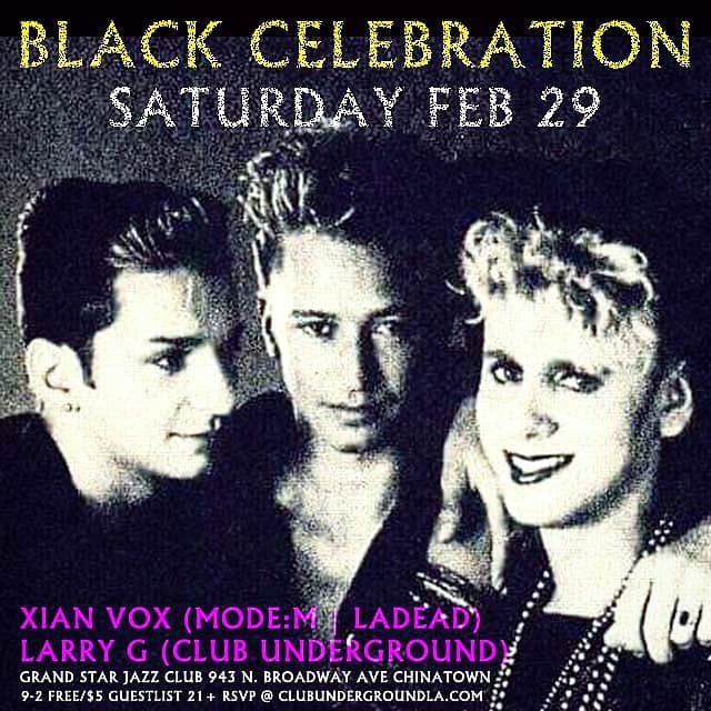 Saturday 2/29, Los Angeles — <a href="/CLUBUNDERGROUND/">club underground</a> presents a night of #DARKINDIE • #POSTPUNK • #ALTERNATIVE • #DARK80s • #NEWWAVE • #SYNTHPOP • #ELECTROCLASH • #DARKWAVE with DJs Larry G (<a href="/IAmSupercrass/">Lawrence G</a>) and <a href="/XianVox/">DJ Xian † LADEAD™</a>!!! 🎹🎶👠

►► Free Guestlist @ LADEAD.com/Underground