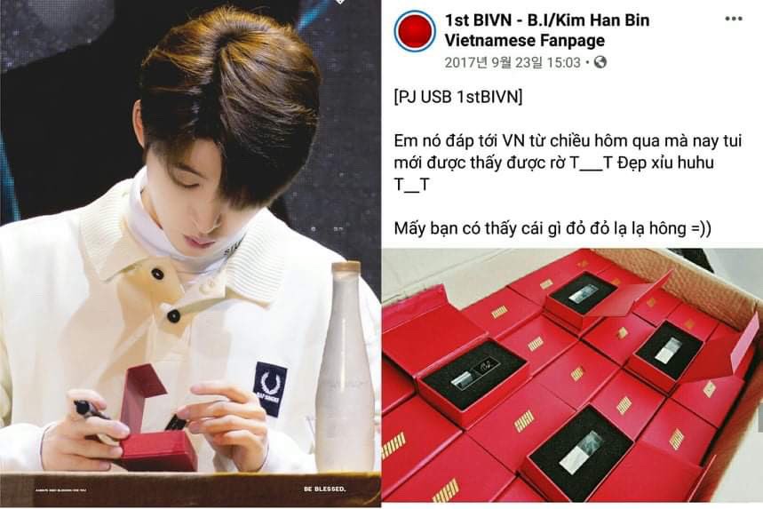 1stBIVN's tweet photo. Precious moment taken by master @BEBLESSED_  😭😭thank you so much for capturing this moment. This USB made by our team - 1stBIVN, which has Hanbin’s name on it. I hope he will like it ㅠㅠㅠㅠ https://t.co/R6NhiVl84N