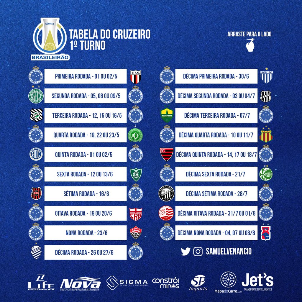 Veja os próximos jogos do Cruzeiro no Campeonato Brasileiro