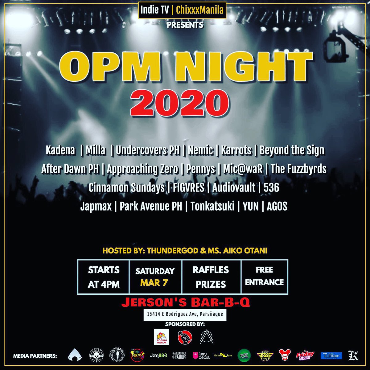 Kickstart your summer on March 7, Saturday next week at Jerson's BAR B-Q as we start the “Isla” vibe, soon to be our next single!!🌊🚣🏽‍♀️🏄🏻🏄‍♂️✈️
Perfect for the upcoming season..🏊‍♂️🏊‍♂️

❤️🎶🎵IKaw lamang ang aking Isla🎶❤️
❤️🎶🎵🎵Yakapin mo ko Isla🎶🎵❤️

Show starts 4pm🕰🕰