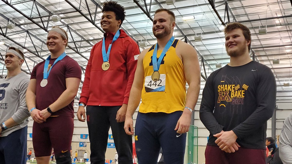Weight thrower Manning Plater got the 🥉 for the Michigan men to headline the first day of the #B1GTF Indoor Championships

That + more here: myumi.ch/O4mOG

#GoBlue