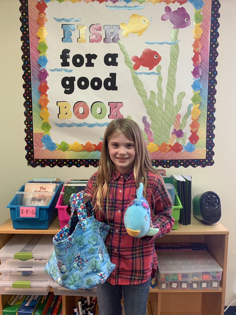 This weekend, Rainbow Fish went home with this wonderful student. Her behavior was excellent this week and she worked so very hard in class every day. Great job Kayla and congratulations!
