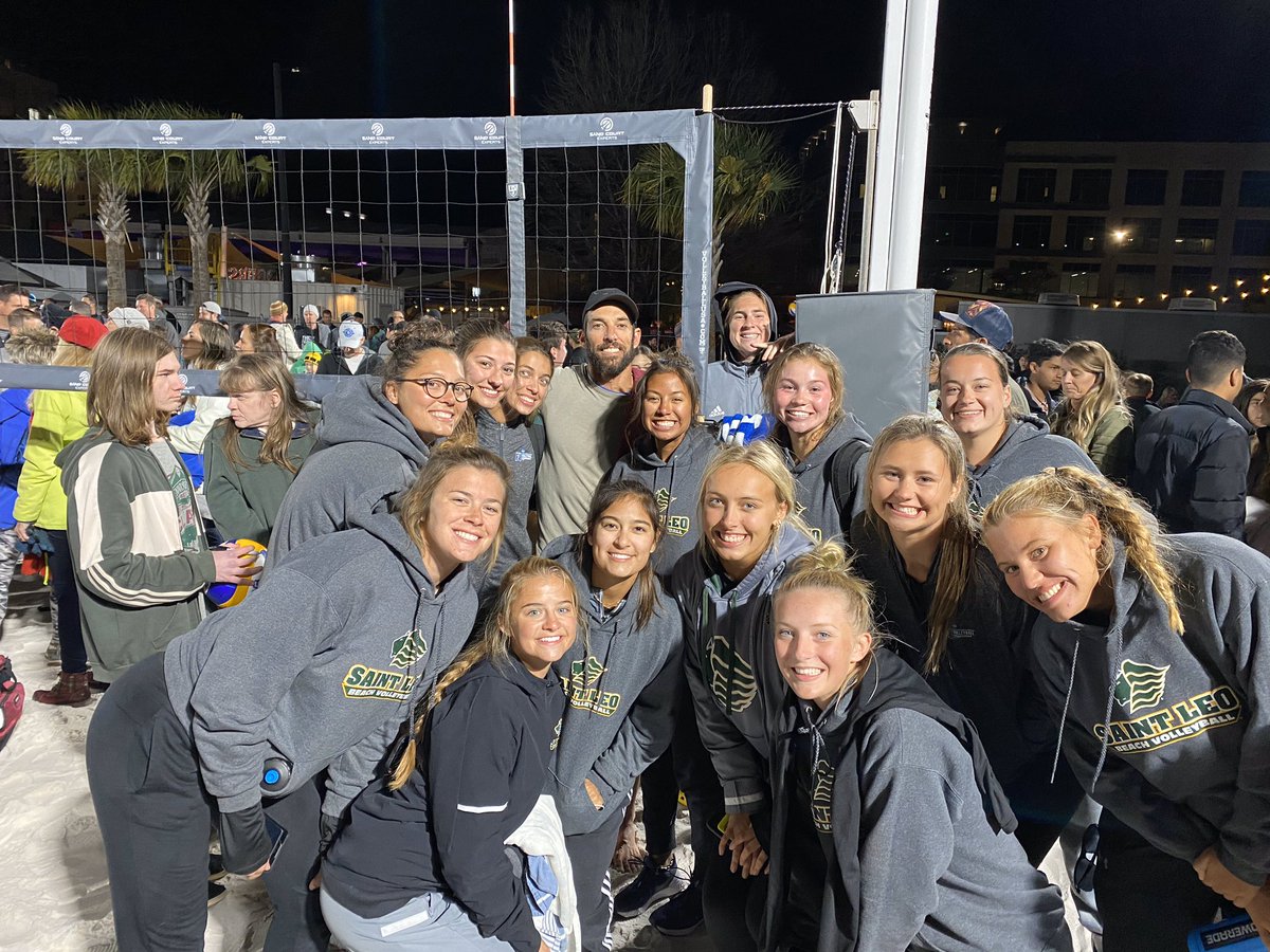 SaintLeoBeachVB's tweet image. Great opportunity to watch some Olympians play and fortunate that they were willing to chat with us after! Thanks @PhilDalhausser @NicklucenaFSU, and Lupo and Nicolai!