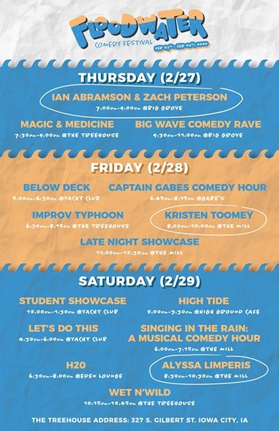 thetreehouseic's tweet photo. thank you a million times to everyone who came out for improv typhoon tonight! we can't wait to see you tomorrow for more laughs, gags, and goofs 😵 😎 👍 ✌️ 🍀 🏊 https://t.co/EYYxBFSpTC