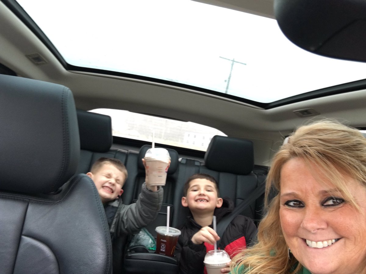 Nothing makes a teacher happier than current and past students wanting to spend time with him/her outside of school! Dinner and DQ with Alex and Landon...photobombed by past students Mavery, Katie, Zoey and Manning.  #sresraiders