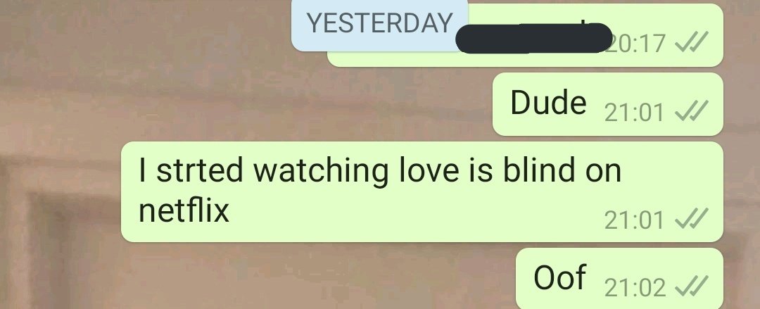 AisthenewishA's tweet photo. i legit hate dating shows and god knows what possessed me to watch Love Is Blind on @netflix because I ducking binge-watched that shit from like 6-7pm 'til this morning, when I finished at 4am... https://t.co/KOJVcHBEBi