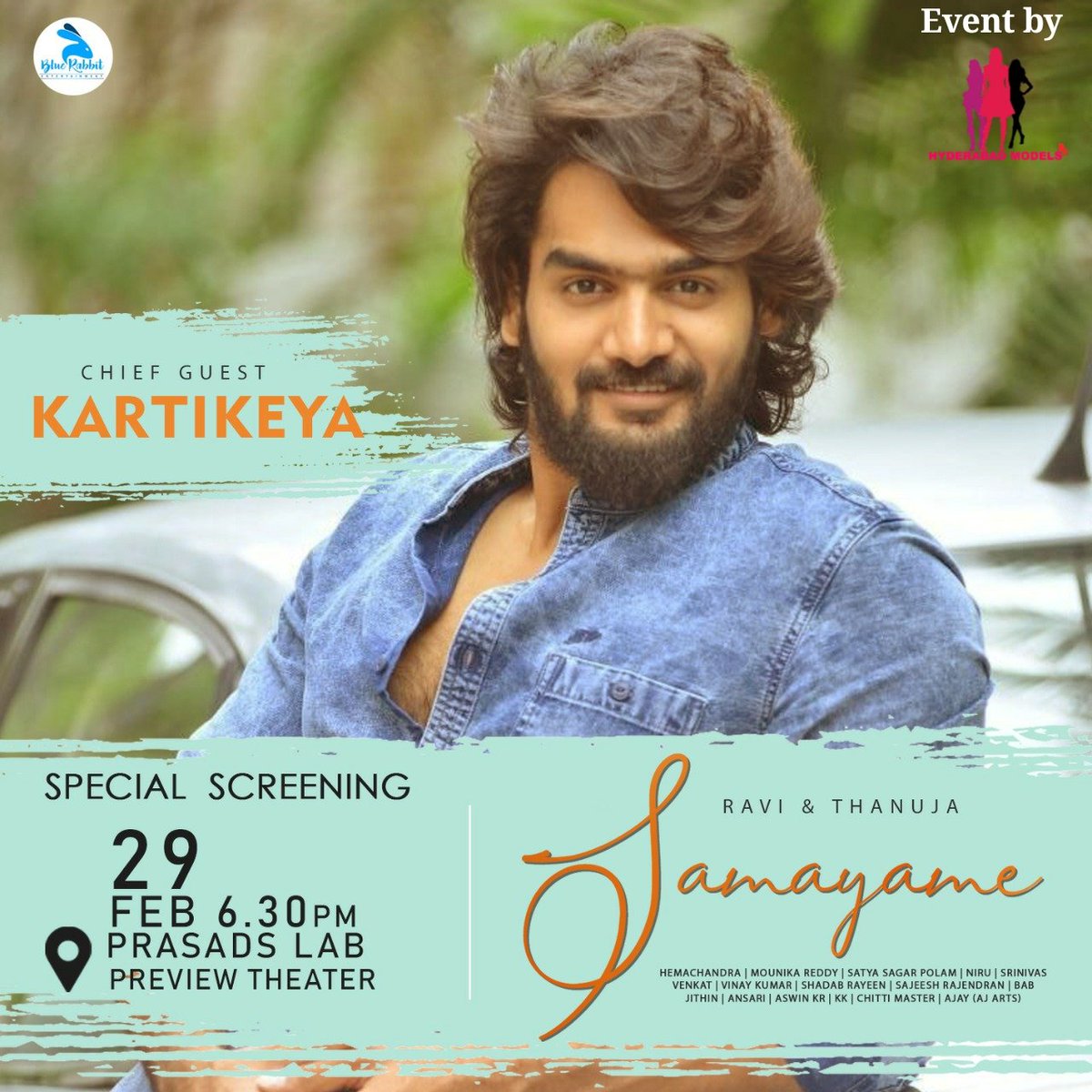 HydModels's tweet photo. #BlueRabbit s #anchorravi n #thanujagowda  starring #samayame  special screening event by #Hyderabadmodels 
@anchorravi_offl 

@vamc4Prince

#musicfestival #musiclovers #telugumusic #tollywood #telugucenima #Trending #Lovesong https://t.co/cmmiuNRB1M