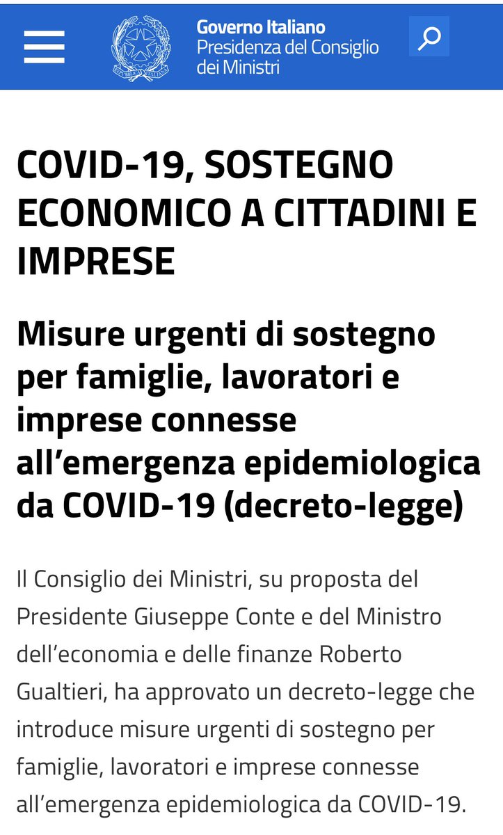 il decreto-legge approvato dal Consiglio dei Ministri prevede, per le strutture ricettive, le agenzie di viaggio e i tour operator, la sospensione fino al 31 marzo del versamento dei contributi previdenziali e delle ritenute fiscali.

governo.it/it/articolo/co…
