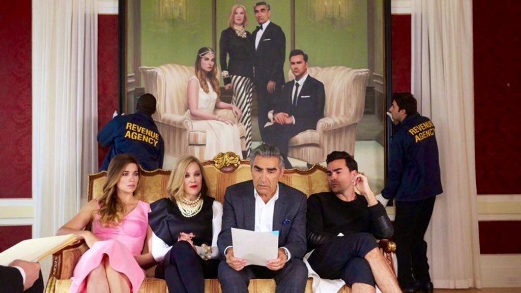 One of my favorite laughs in the pilot is (seemingly) a callback to Sabrina, as the Roses sit in front of a comically large family portrait, just as the Larrabees did.  #SchittsCreek