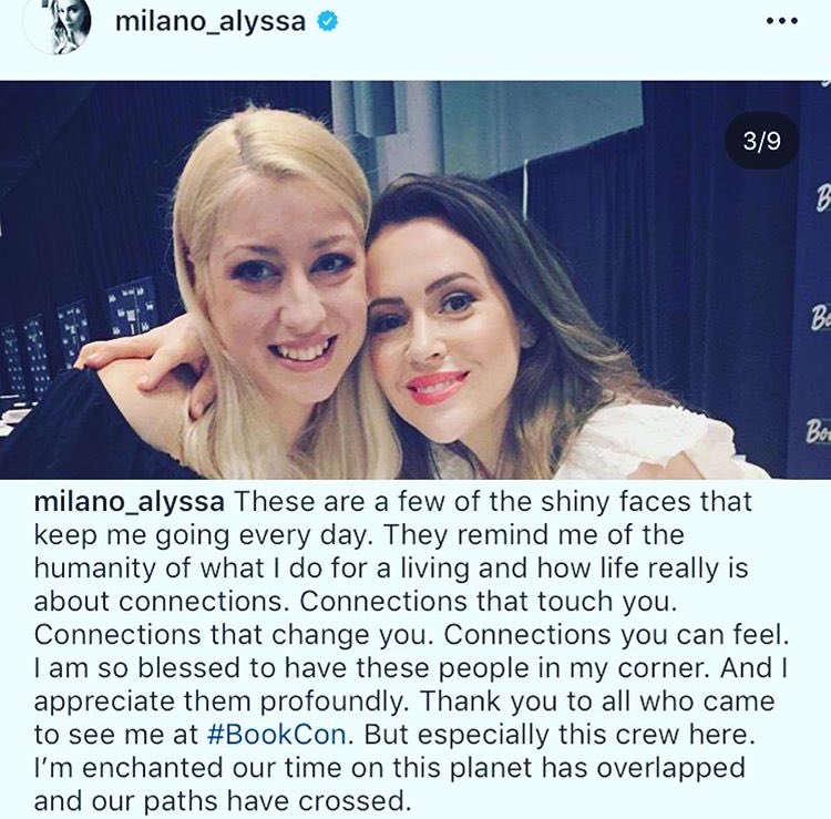 Phoebe1_'s tweet photo. “I’m enchanted our time on this planet 🌎 has overlapped and our paths have crossed✨.” 🔮~@Alyssa_Milano #BookExpo19 #BookCon19
This always makes me cry. #RightInTheFeels https://t.co/FruxlHzEsq