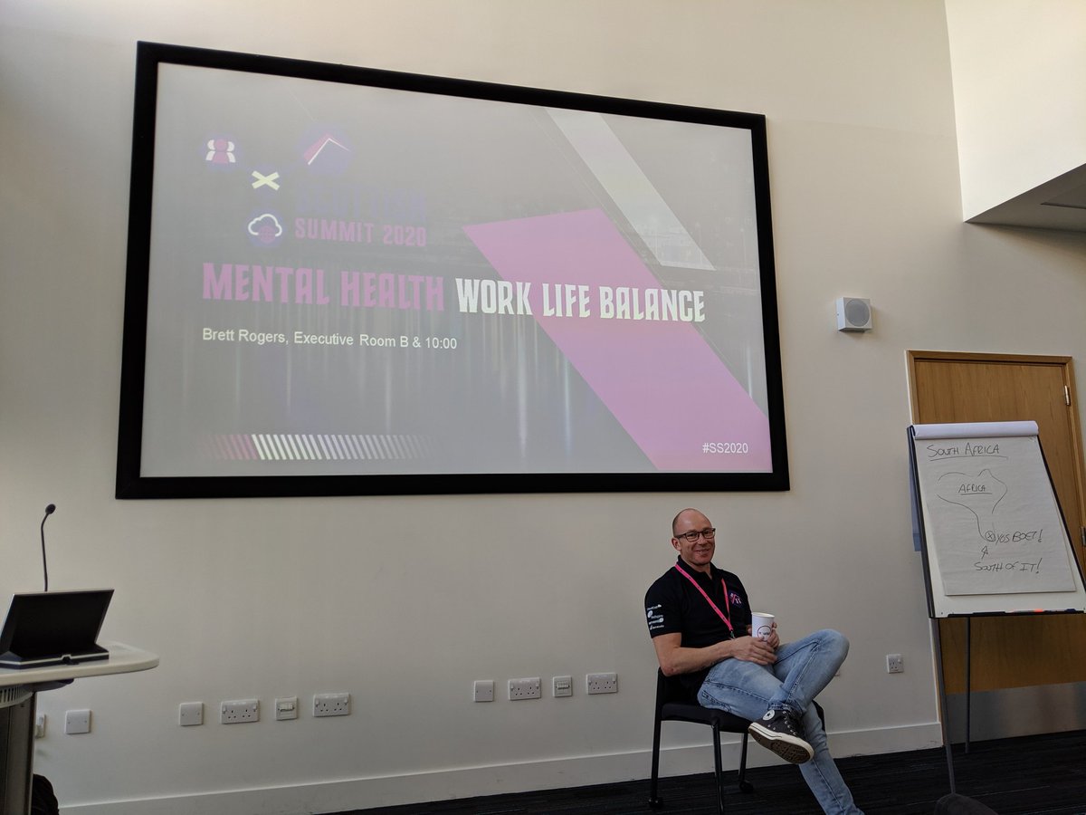 sathpal's tweet photo. CTO of #branduka #brettrogers delivers a powerful talk on loss, feeling lost, the power of love and family. "Start letting go", "Understand your way". "Laugh @ today. Tomorrow is unknown". Wow! #SS2020 #mentalhealth https://t.co/S9GnZKNW5v
