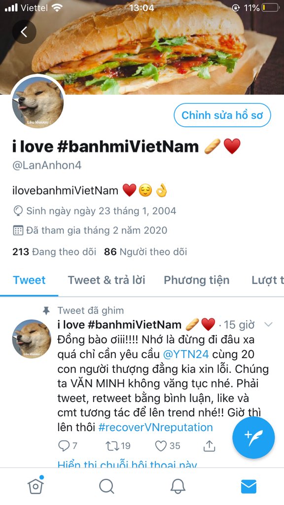 Từ một đứa chẳng biết gì về twetter, fl chỉ lẻ tẻ vài người, vậy mà đã lên được tới 86fl rồi, thật sự cảm ơn chân thành những bạn đã đồng hành cùng mình trong thời gian tuy ngắn nhưng lại rất ý nghĩa này ❤️ cảm ơn 🙆‍♀️❤️
#recoverVNreputation