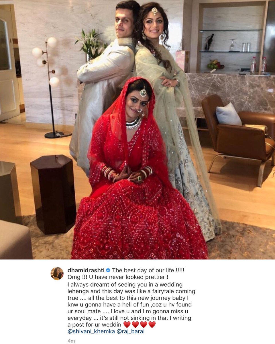 drashti10 #DrashtiDhami new Instagram post with Niraj khemka \u0026 Shivani  khemka Mashallah perfect picture 😍😍😍😍😍❤️❤️❤️👍Shivani khemka wedding  pic beautiful 😍😍😍😍Drashti Dhami looking so beautiful 😍😍❤️👌👍new pic, image size:960x1200
