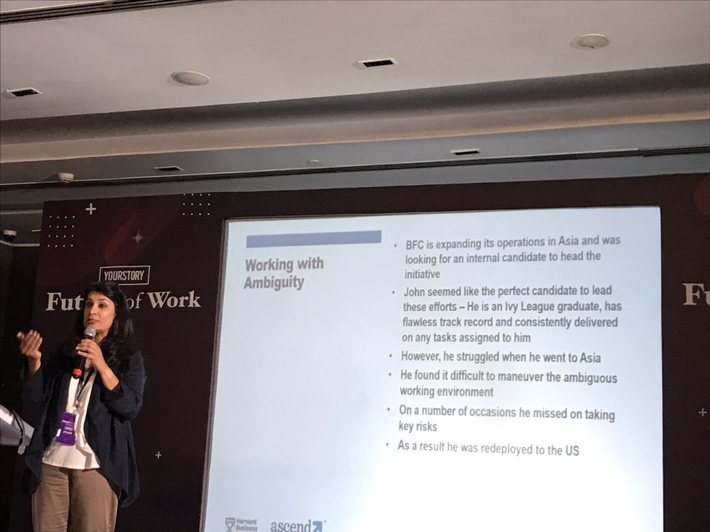 YourStoryCo's tweet photo. “Ambiguity is a very inherent aspect of modern work”, says Parvathi Menon ( @parvathimenon), MD, Alchemy Consulting Pvt. Ltd. ( @HBRAscend) #FoW2020 https://t.co/5NNU8LiAyk